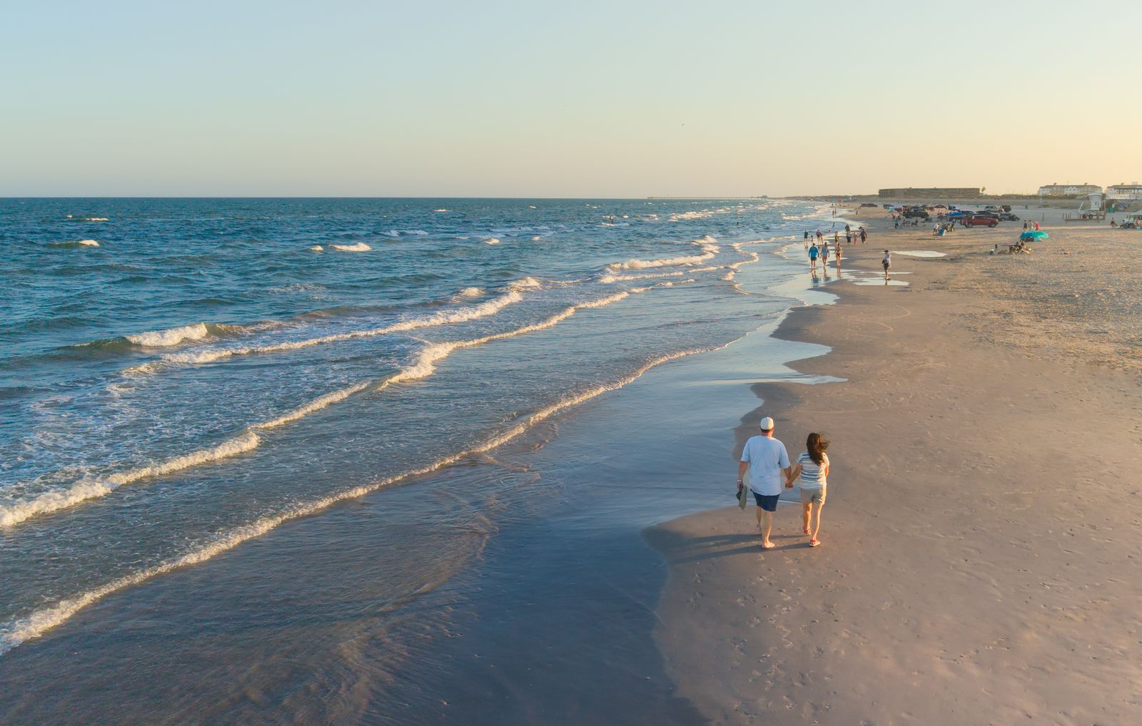 The Galveston shoreline on the Texas Gulf Coast